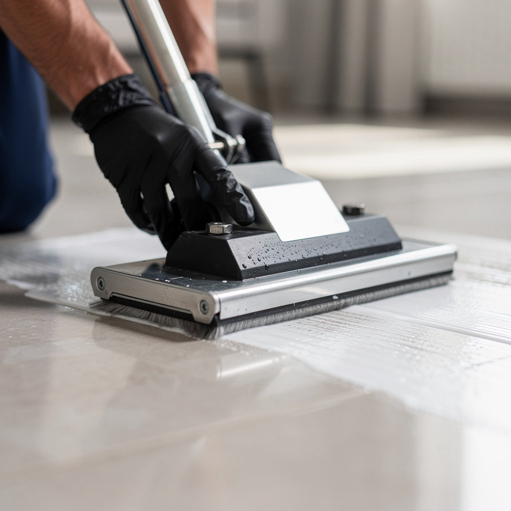 Extreme Clean Floors and More technician performing a detailed floor cleaning process with professional equipment